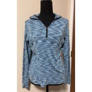 Columbia Blue Patterned Half Zip Pullover Women's Top Size Large Athletic Shirt